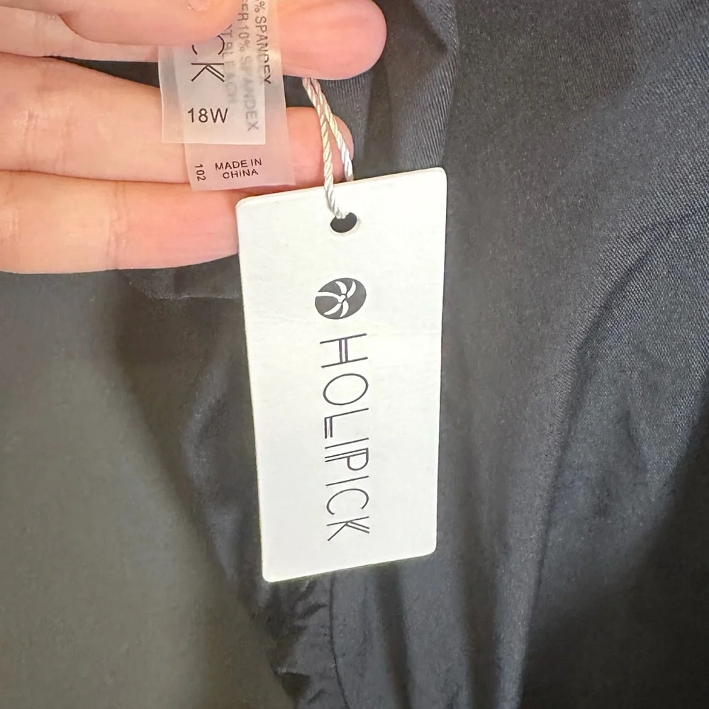 Holipick | Black Asymmetrical One-Piece Swimsuit Mesh‎ Detail | NWT | 18W